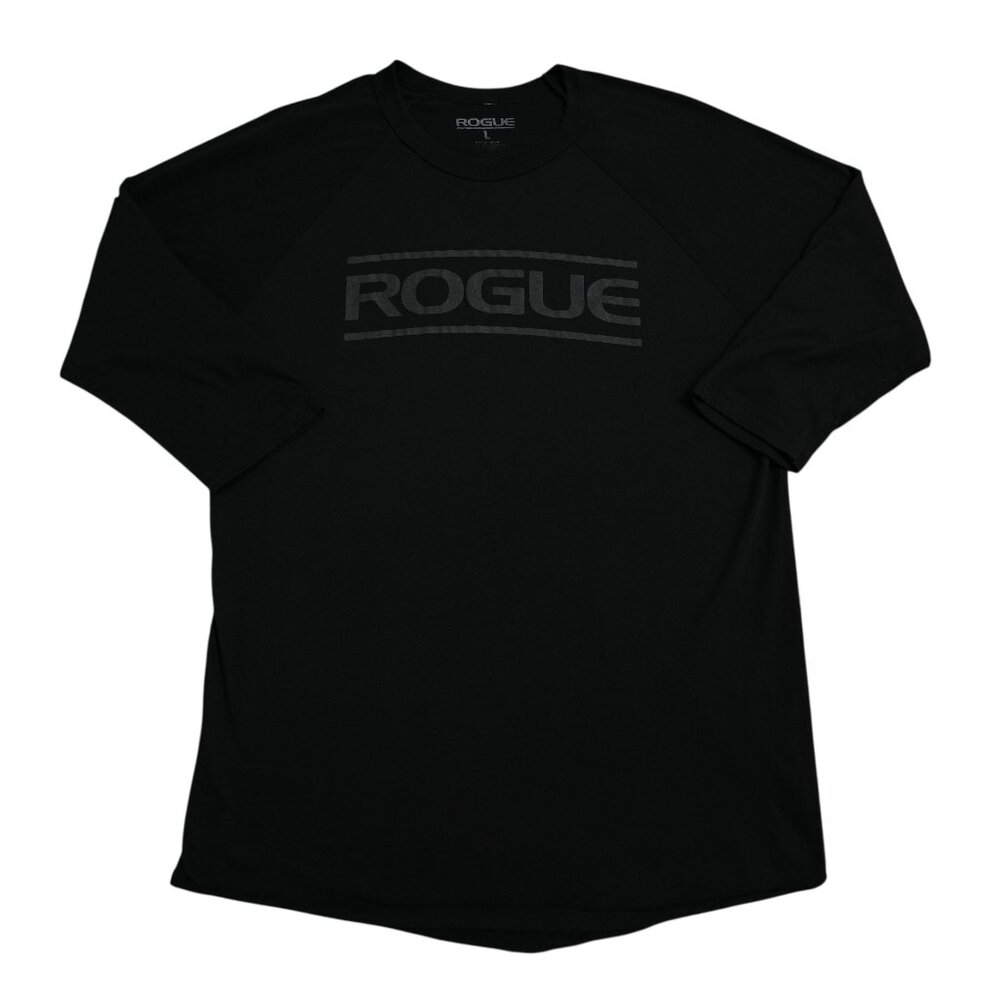 Rogue 3/4 Sleeve Shirt Mens Size Large Black Activewear Gym Workout Crossift